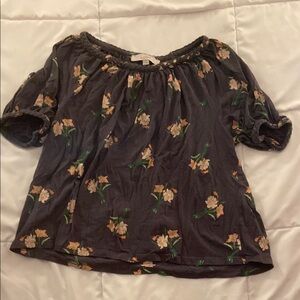 LOFT Black Floral Blouse